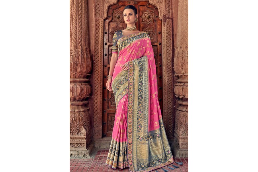 Pink Banarasi Silk Blouse main image 1