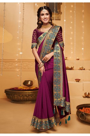 Purple silk festival wear saree 2312