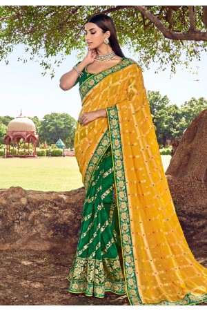 Yellow banarasi half and half saree 2905