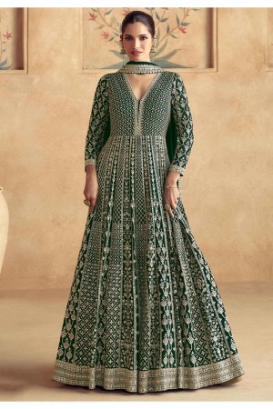 Georgette Anarkali gown dress in Green colour 10073