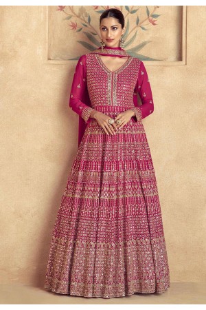 Georgette Anarkali gown dress in Rani Pink colour 10042