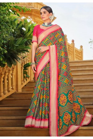 Green brasso saree with blouse 147478