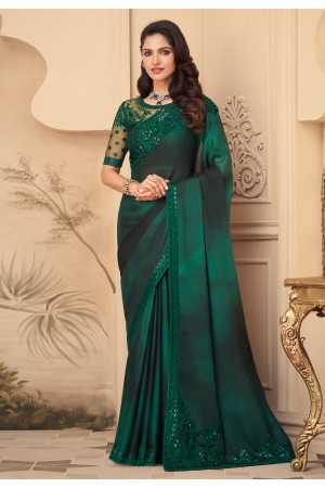 Green silk festival wear saree 26006