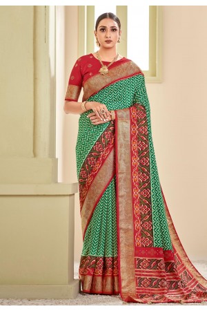 Green silk saree with blouse 181