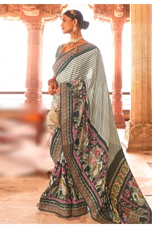 Grey patola silk saree 108E