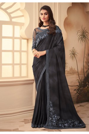 Grey silk festival wear saree 26012