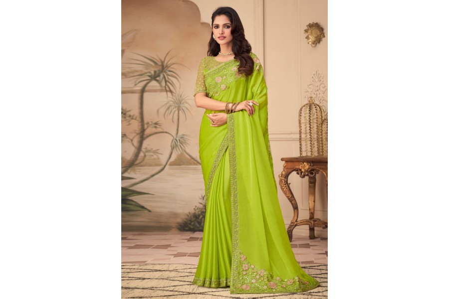 Women's Soft Silk Light Green Woven Design Designer Saree With Blouse Piece