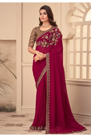 Magenta georgette saree with blouse 26001