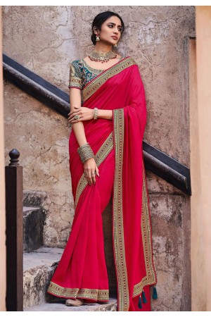 Magenta silk festival wear saree 21034