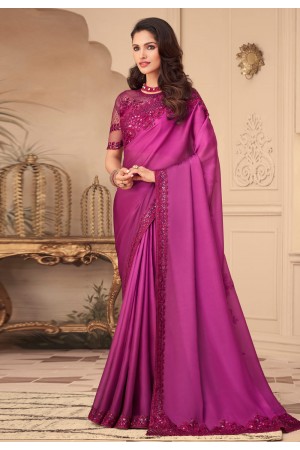 Magenta silk festival wear saree 26018