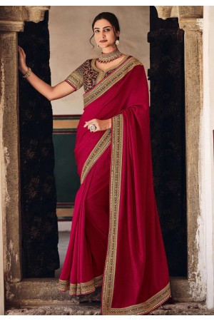 Magenta silk saree with blouse 21027