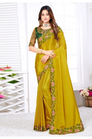 Mustard silk saree with blouse 5905