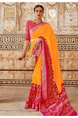 Orange patola silk saree 357A