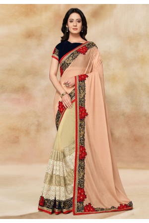 Peach satin silk half n half saree 42020