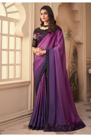 Purple silk festival wear saree 26010