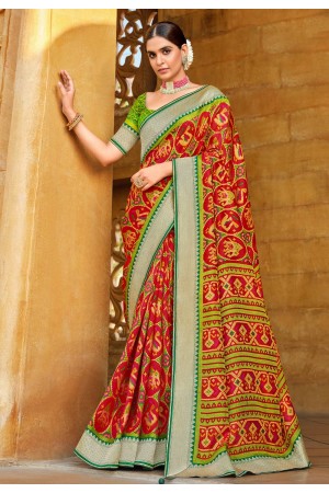 Red brasso saree with blouse 147482