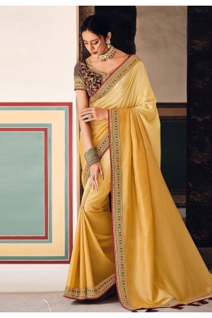 Yellow silk festival wear saree 21028