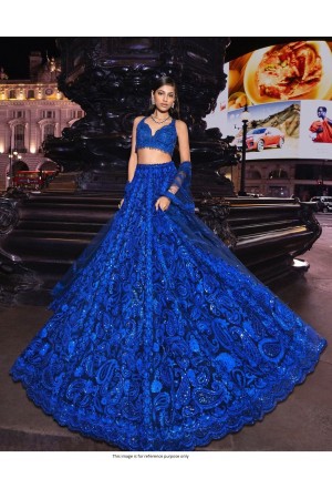 Bollywood Model Royal blue georgette wedding lehenga