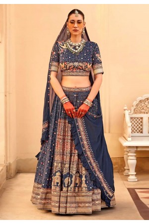 Navy blue silk lehenga choli 22