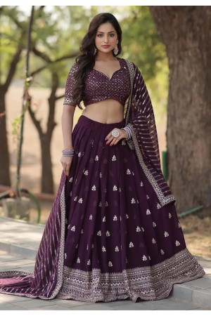 Wine faux georgette circular lehenga choli PRT23326