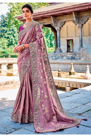 Banarasi Silk Saree with blouse in Violet and Purple 6208