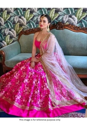 Bollywood Sana Khan Inspired Pink wedding Lehenga