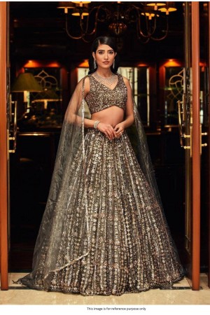 Bollywood Model Grey heavy sequins wedding lehenga choli