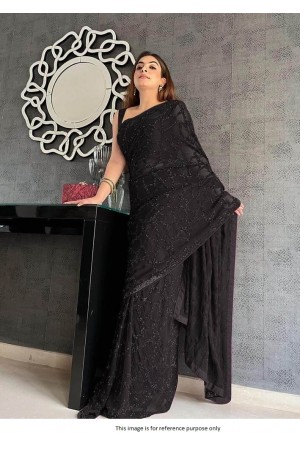 Bollywood Model Black Rangoli silk sequin saree