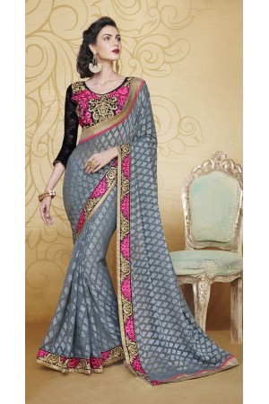 Party-wear-Gray-color-saree