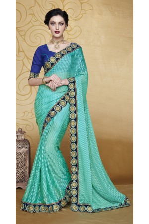 Party-wear-Turquoise-2-Blue-color-saree