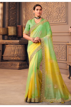 Art silk Saree with blouse in Light green colour 1202A