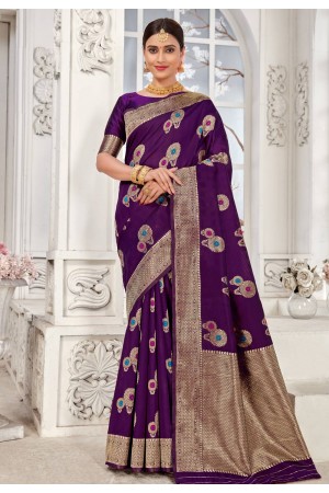 Banarasi silk Saree in Purple colour 4704