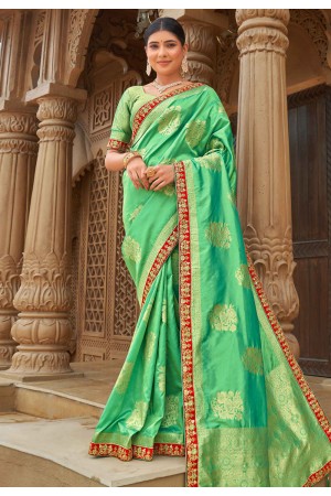 Banarasi silk Saree in Sea green colour 5003