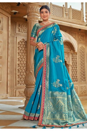 Banarasi silk Saree in Sky blue colour 5005