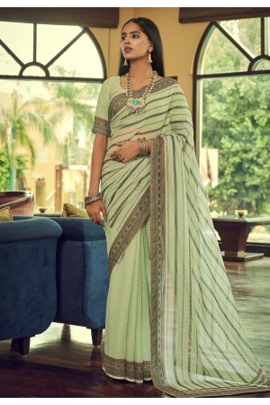 Georgette Saree with blouse in Pista green colour 29005