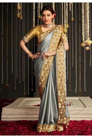 Kajal aggarwal Silk bollywood Saree in grey colour 5235