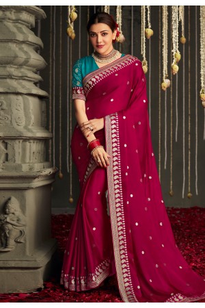 Kajal aggarwal Silk bollywood Saree in magenta colour 5234