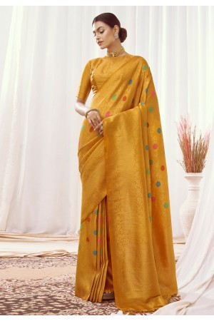 Kanjivaram silk Saree in Mustard colour 16005