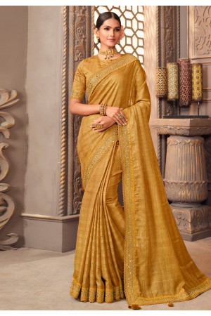 Organza Saree with blouse in Golden colour 1209A
