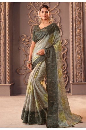 Organza Saree with blouse in Grey colour 1206B