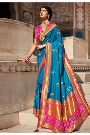 Silk Saree with blouse in Blue colour 1457