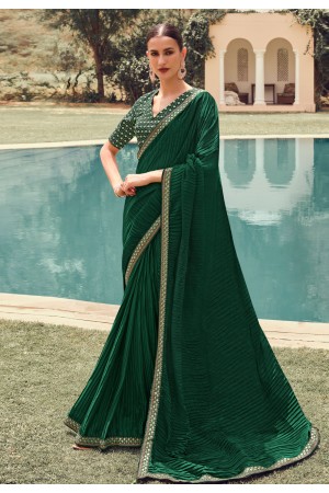 Silk Saree with blouse in Green colour 4905