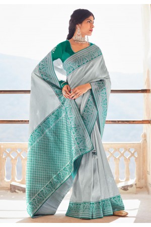 Silk Saree with blouse in Grey colour 1464