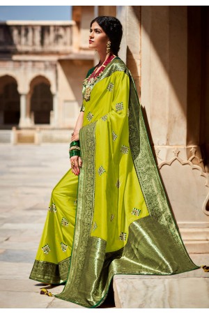 Silk Saree with blouse in Light green colour 1462