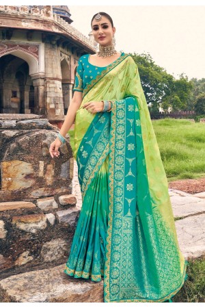 Silk Saree with blouse in Light green colour 5304