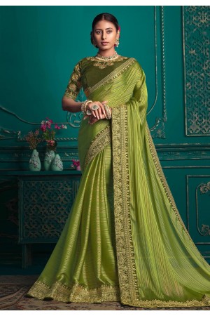 Silk Saree with blouse in Light green colour 9715