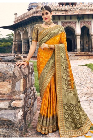 Silk Saree with blouse in Mustard colour 5310