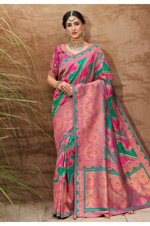 Silk Saree with blouse in Pink colour 13418