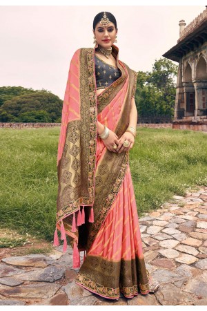 Silk Saree with blouse in Pink colour 5311