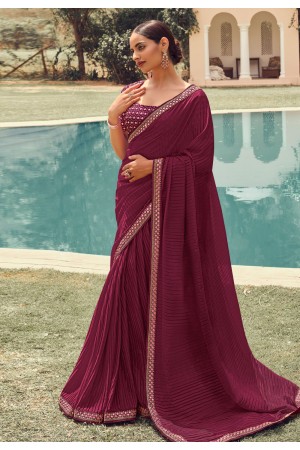 Silk Saree with blouse in Purple colour 4906